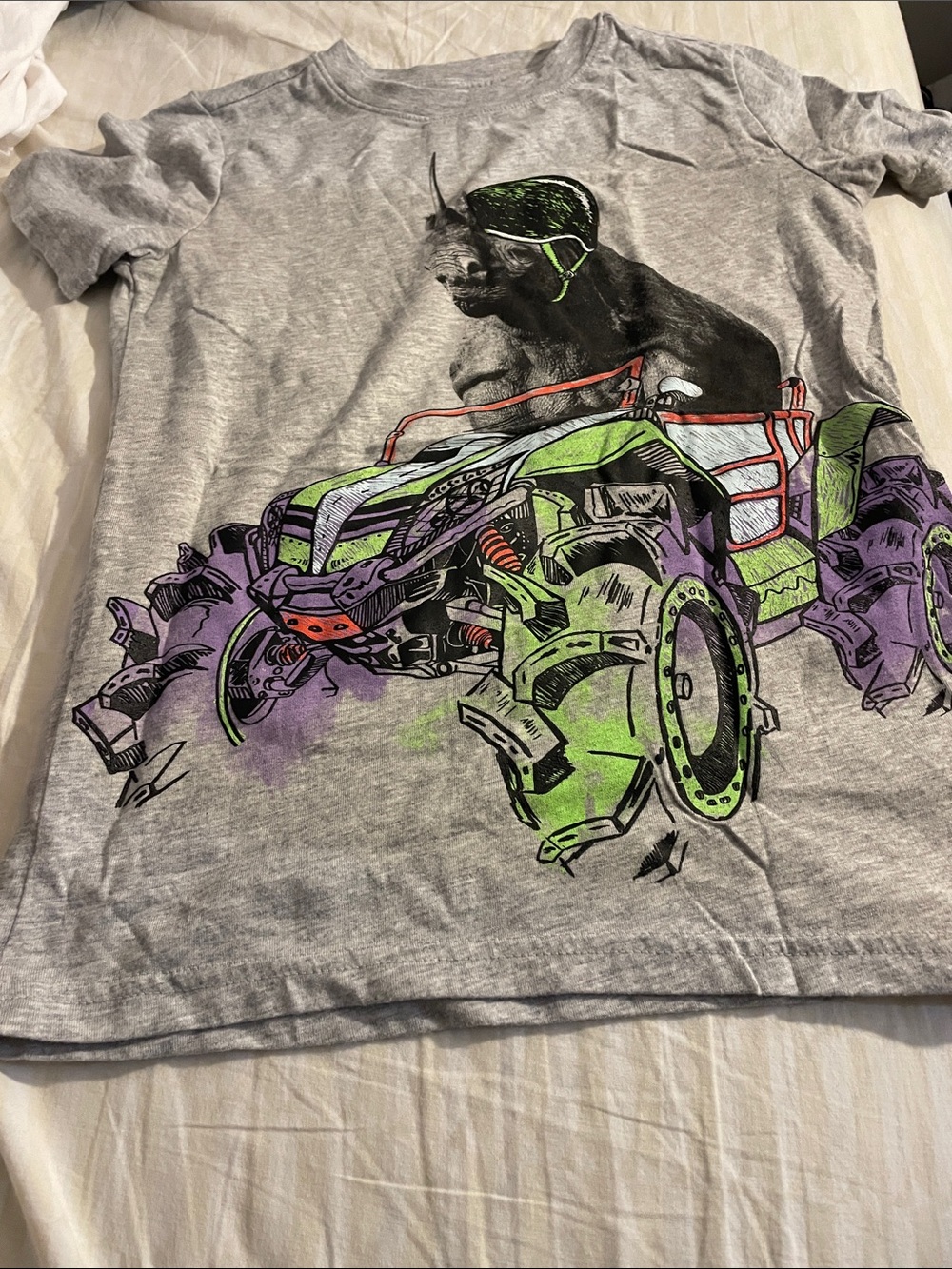 Grey Kids T-Shirt with Monster Truck and Gorilla Graphic - Grey